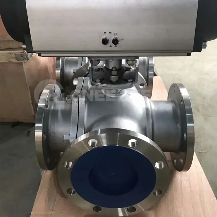 वायवीय स्टेनलेस स्टील 3 वे बॉल वाल्व